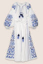 Women  Summer Long Bohemian Embroidered Lantern Sleeve Dress