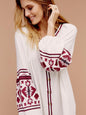 Women Spring and Autumn Bohemian Holiday Ethnic Embroidered Loose Cardigan Dress