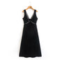 Lace Stitching Velvet Temperament Little Black dress