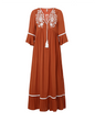 Women  Spring and Summer Bohemian Vacation Elegant Embroidered Solid Color Slits Long Dress