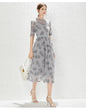New Grey Gauze Sequin Dress Fashion Lady Temperament Elegant Dress
