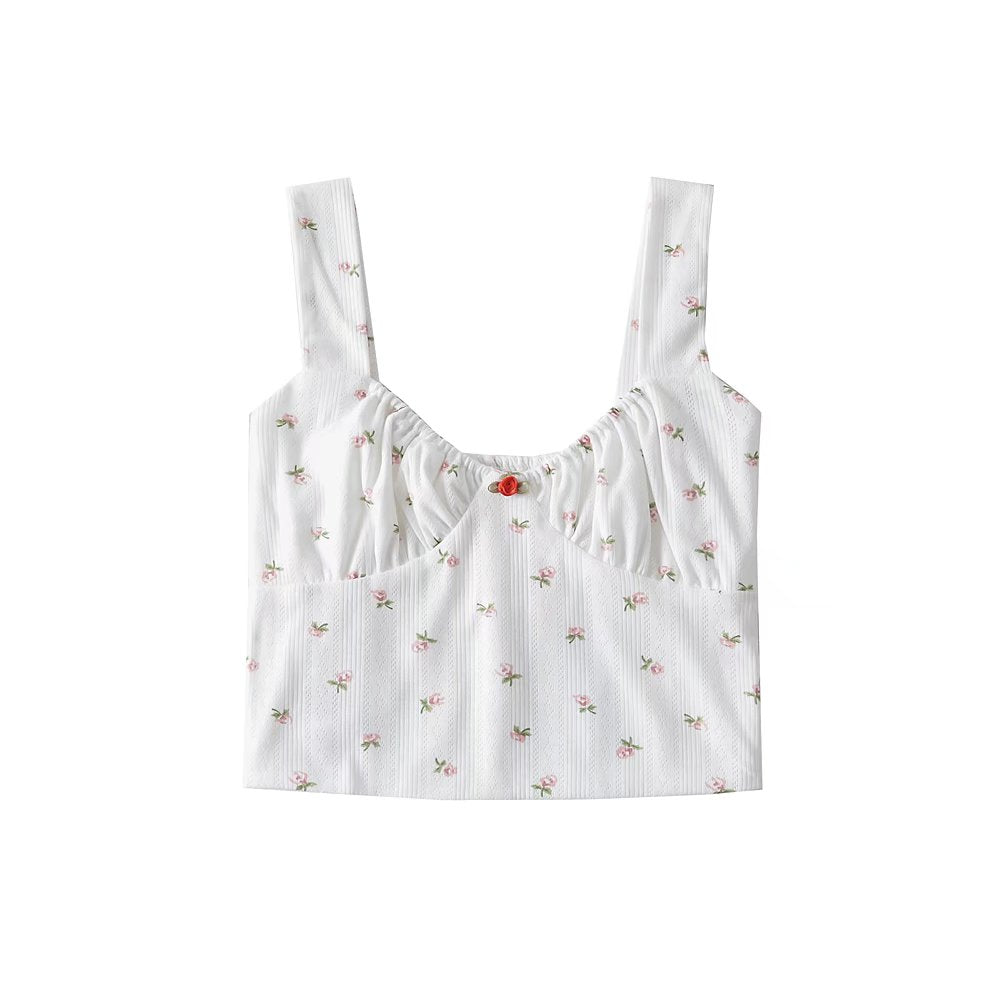 Spring Autumn Women Clothing Sweet Cute Stylish Printing Small Slip Top