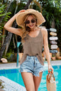 Spring Summer Ice Silk round Neck Camisole Color Matching Vest Women