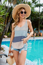 Spring Summer Ice Silk round Neck Camisole Color Matching Vest Women