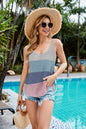 Spring Summer Ice Silk round Neck Camisole Color Matching Vest Women