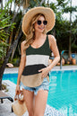 Spring Summer Ice Silk round Neck Camisole Color Matching Vest Women