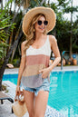 Spring Summer Ice Silk round Neck Camisole Color Matching Vest Women