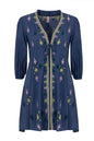 Women Spring and Summer New Bohemian V Neck Embroidered Dress