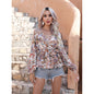 Women  Spring and Autumn Explosions Foreign Trade Chiffon Lace Shirt