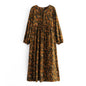 Women Printed Fringed Long Sleeved Dress Maxi Dress