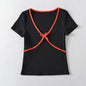 Sweet Cropped T shirt Women Slim Thread Knitted Thin round Neck Bowknot Short Sleeve Top