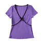 Sweet Cropped T shirt Women Slim Thread Knitted Thin round Neck Bowknot Short Sleeve Top