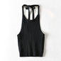 Sexy Lace up Halterneck Knitted Vest Summer Sling Thread Sunken Stripe Slimming outside Wear Bottoming Shirt for Women