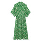 Spring Summer Women Clothing Fashionable Stylish Deep V Plunge Collared Print Dress