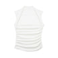 Spring Halter Sleeveless Trim Slim Pleated White Top