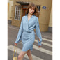 Women Spring Fall Office French V neck Shirt Dress High