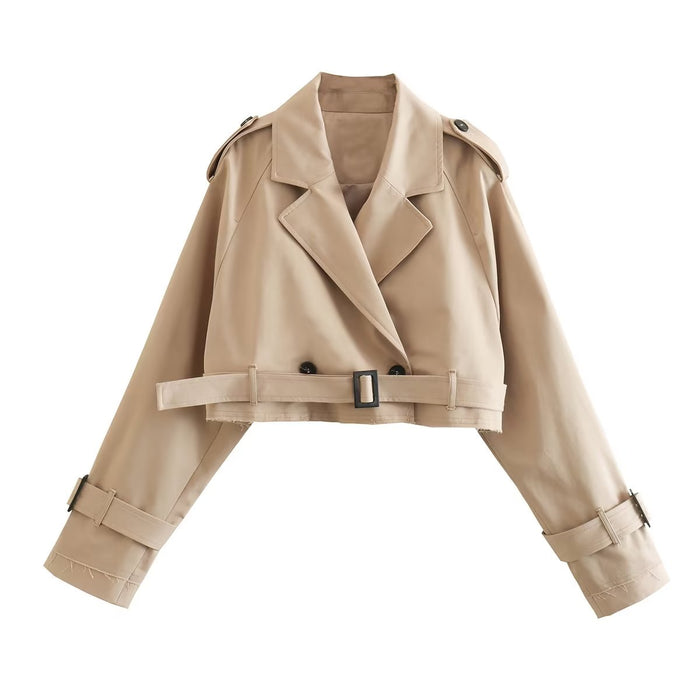 Spring Women' Clothing with Belt Long Sleeve Casual Trench Coat