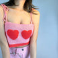 Love Print Pink Short Exposed Cropped Sexy Sling Vest Sweet Spicy Pure Want Tube Top