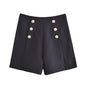 Spring Women Clothing Decorated Row Button High Waist Casual Shorts