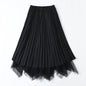 Spring Elegant  High Waist Pleated Bubble Skirt Fairy Mesh Maxi Dress for Women