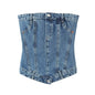 Summer Women Clothing Elastic Corset Denim Top