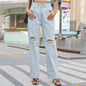 Women Clothing Trade Washed Light Retro Casual Ripped Denim Trousers Women