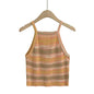 Sweet Spicy Striped Contrast Color Camisole Spring Women Clothing Stretch Slim Short Vest