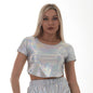 Women Nightclub Stage Wear Short Sleeved Cropped Round Neck Top Performance Wear Sexy Clothes