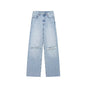 Summer Women Clothing Perforated Hole Decoration High Waist Straight Jeans