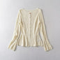 Thin Long Sleeve Korean Loose Hollow Out Cutout Jacquard Mesh Knitted Coat