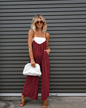 Ladies Summer Easy Matching Sling Loose Wide Leg Casual Jumpsuit