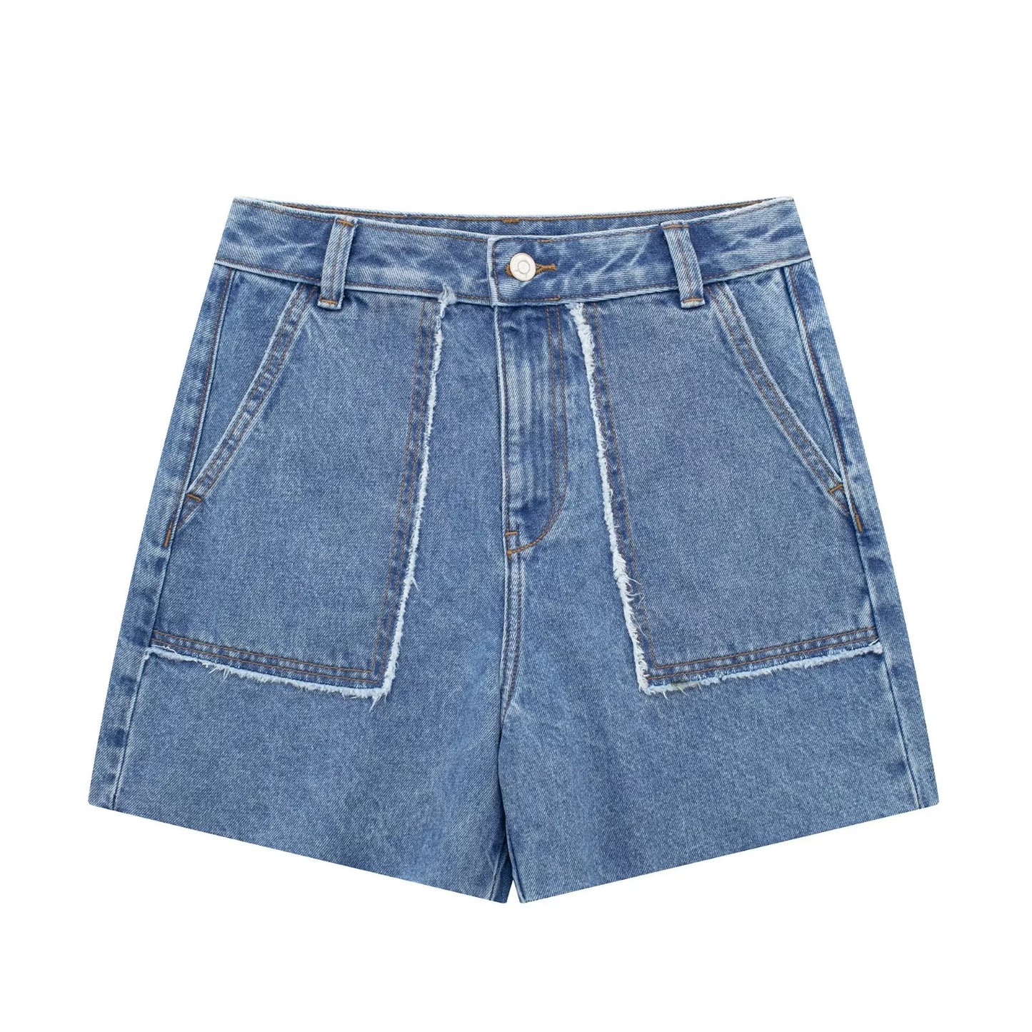 Summer Women Retro Slim High Waist Denim Shorts