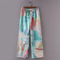 Color Painting Women Summer High Waist Slimming Straight Wide Leg Pants Loose Mop Pants