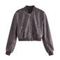 Spring Women Urban Casual Faux Leather Bomber Jacket