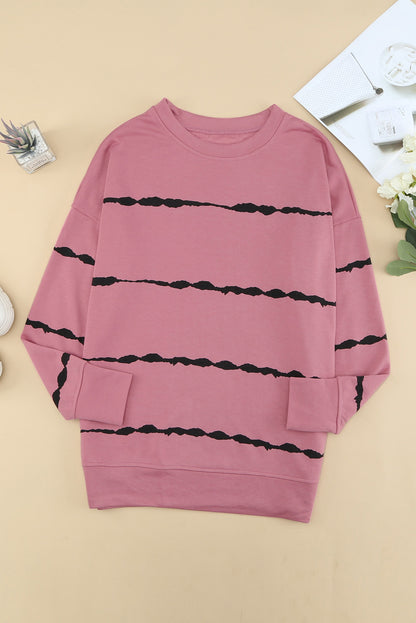 Striped Sweater Women Spring Autumn Tie Dyed round Neck Long Sleeve Pullover Women Top