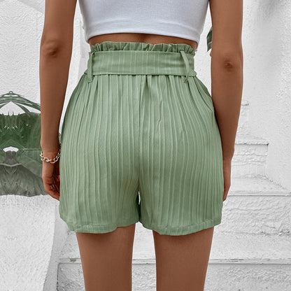 Summer Women Clothing Solid Color Pleated Shorts for Women