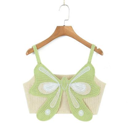 Spring Nail Beading Holiday Bowknot Decoration V Neck Short Camisole Women