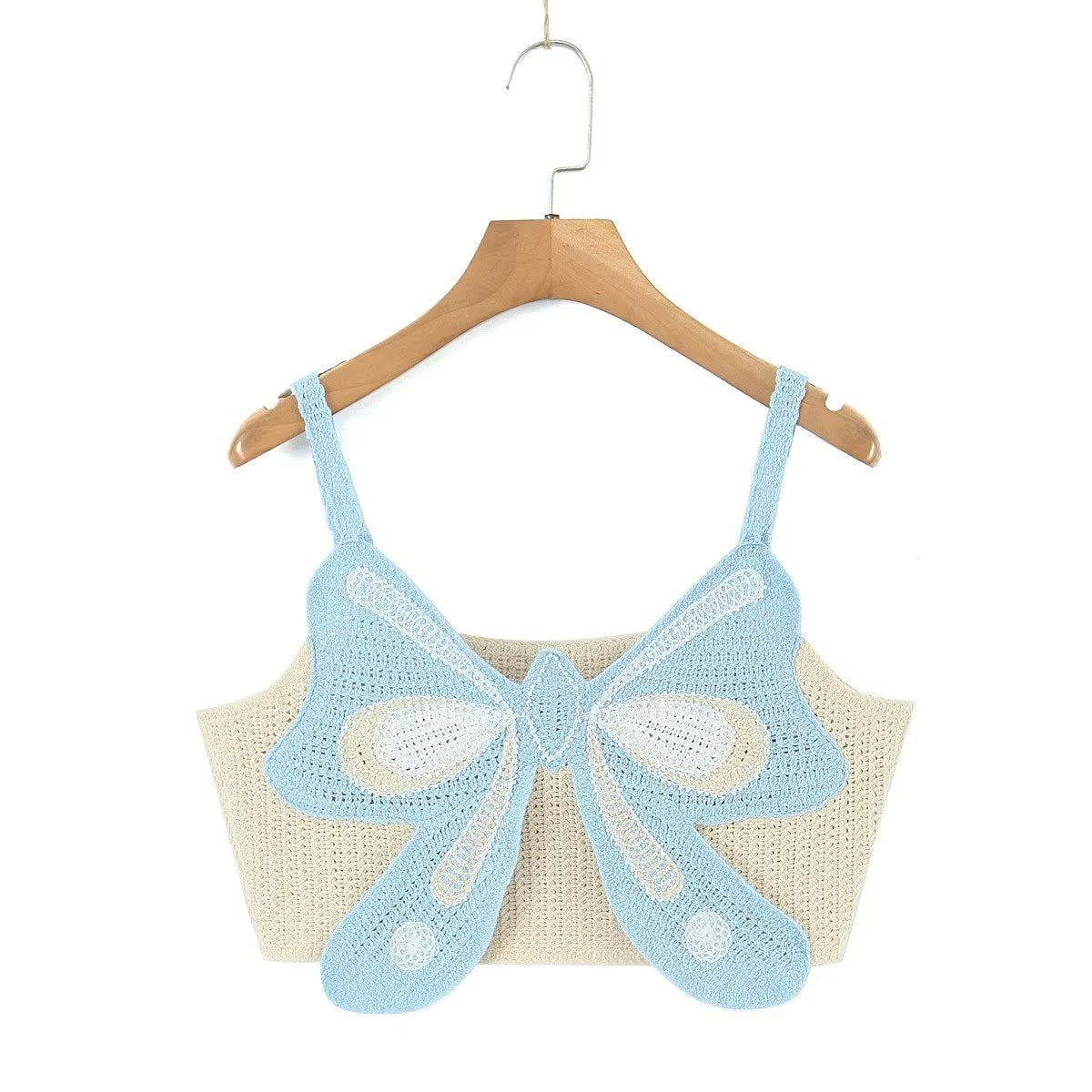 Spring Nail Beading Holiday Bowknot Decoration V Neck Short Camisole Women