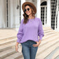 Autumn Winter Women Clothing Loose Casual Solid Color round Neck Sweater Pullover Sweater