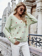 Valentine Day Love V Neck Loose Fitting Women Knitwear Pullover Sweater Women Winter