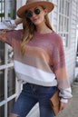 Autumn Winter Striped Striped Sweater Women Knitted Crew Neck Pullover Sweater Women