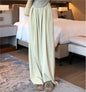 Ice Silk Wide Leg Pants Women Summer Thin High Waist Drooping Casual Japanese Lazy Pants Linen Straight-Leg Pants