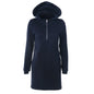 Autumn Winter  Neckline Zipper Hooded Pullover Faux Pocket Solid Color Women