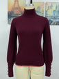 Autumn Winter Solid Color Pullover Women Knitwear Turtleneck Beaded Sweater Women