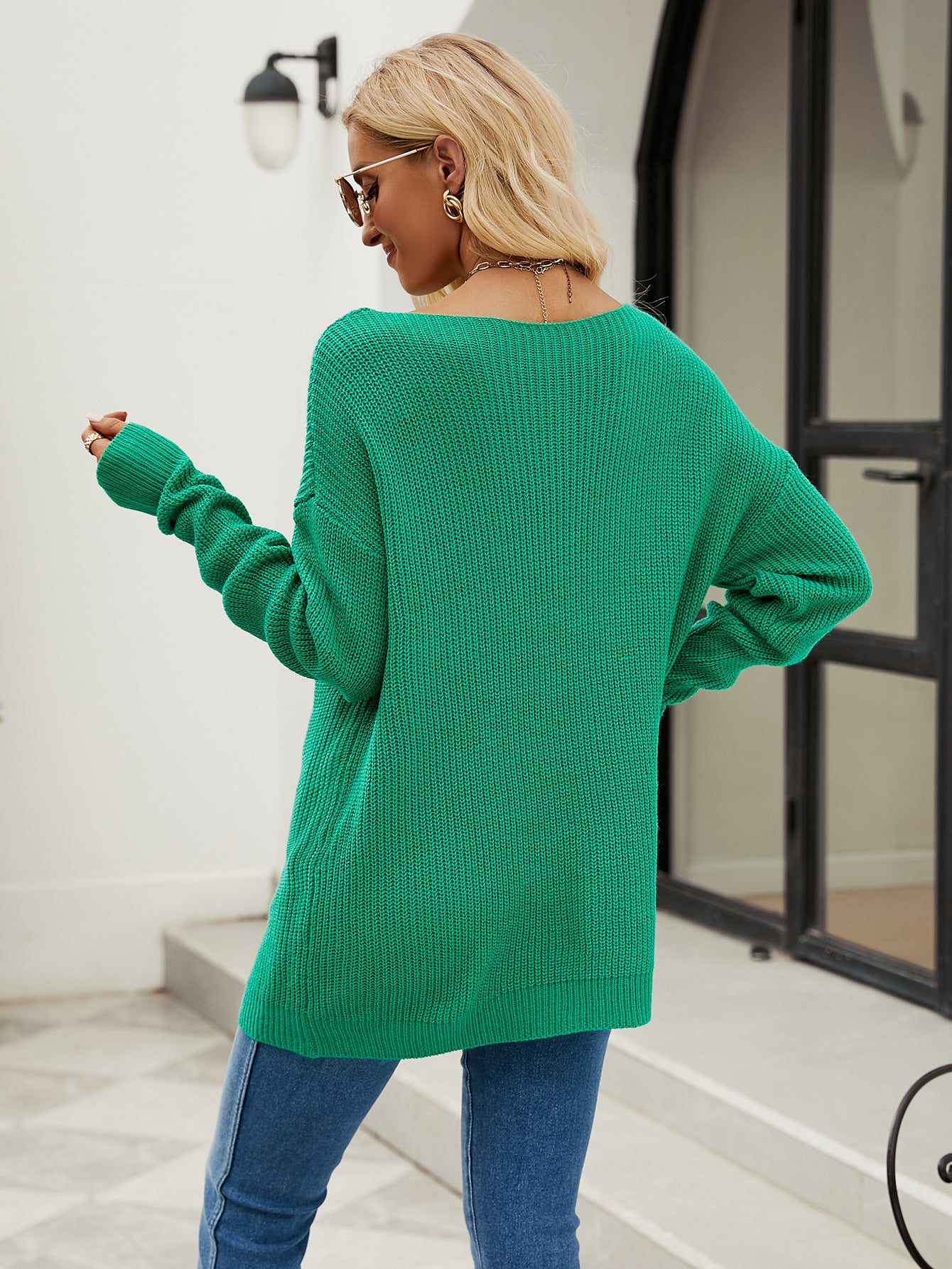 Winter Solid Color Twisted Rope Knitwear Loose Pullover Women