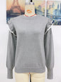 Ruffled Knitwear Loose Solid Color round Neck Pullover Sweater Women