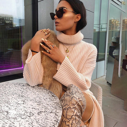 High Collar Loose Long Sleeve Autumn Winter Internet Women Clothing Top Sweater