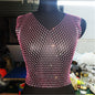 Mesh Diamond Vest Sexy Hollow Out Cutout Nightclub Disco Women Top