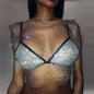 Mesh Diamond Vest Sexy Hollow Out Cutout Nightclub Disco Women Top