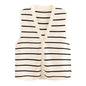 Summer Sleeveless V neck Knitted Striped Vest Jacket Women
